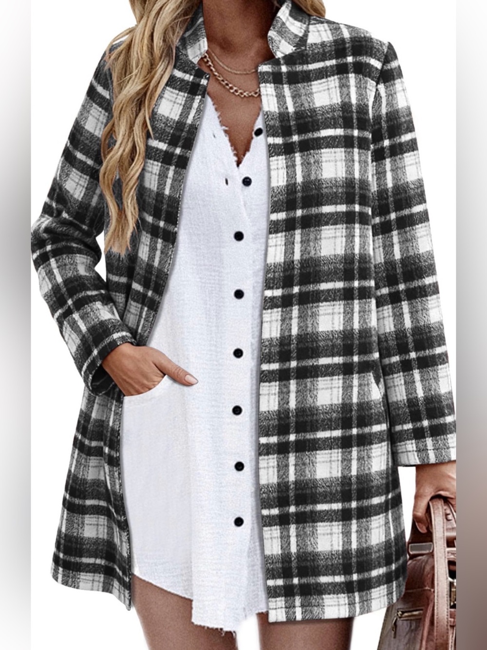 Angashion Women’s Coat, Long Sleeve Stand Collar Cardigan Mid-Long Open